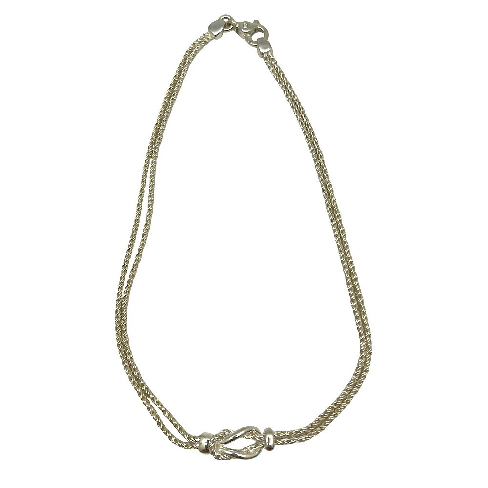 Tiffany Co Double Rope Center Knot Necklace Silver Jewelry Accessory Pendant - Picture 4 of 8